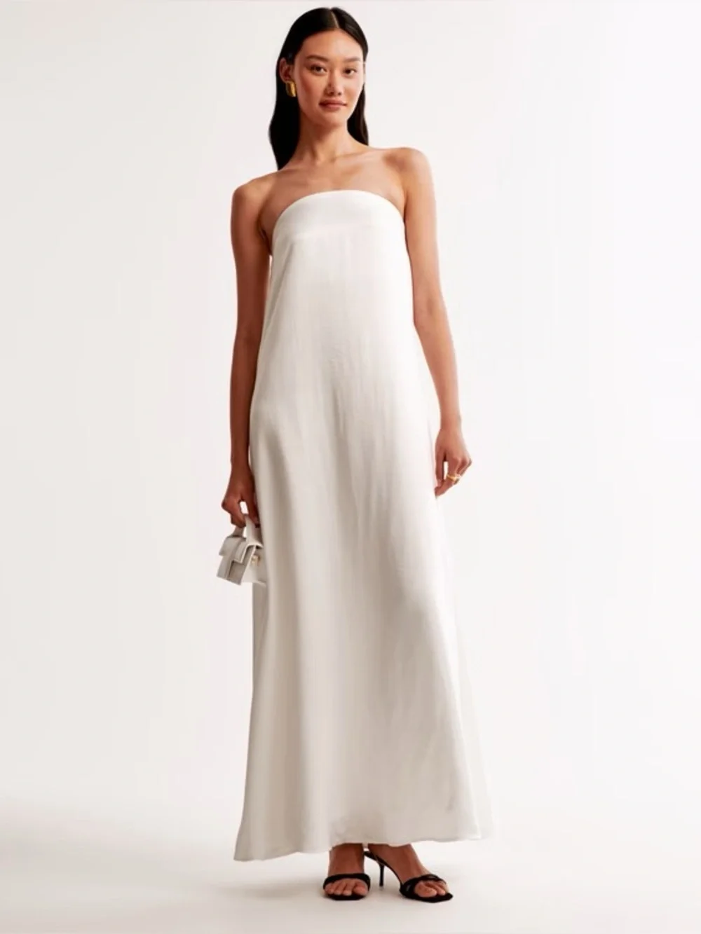 Abercrombie & Fitch Strapless trapeze maxi dress in white size small petite